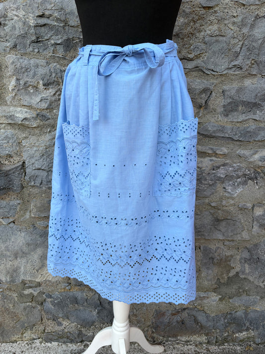 80s blue broderie skirt uk 10-12