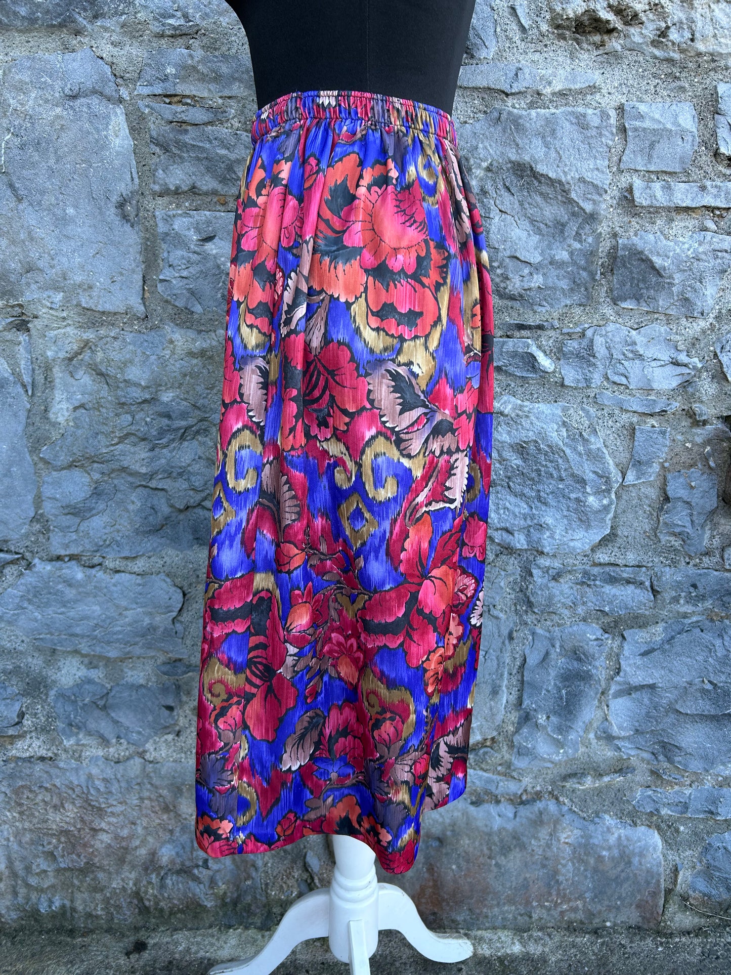 80s colourful autumn flowers skirt uk 6-8
