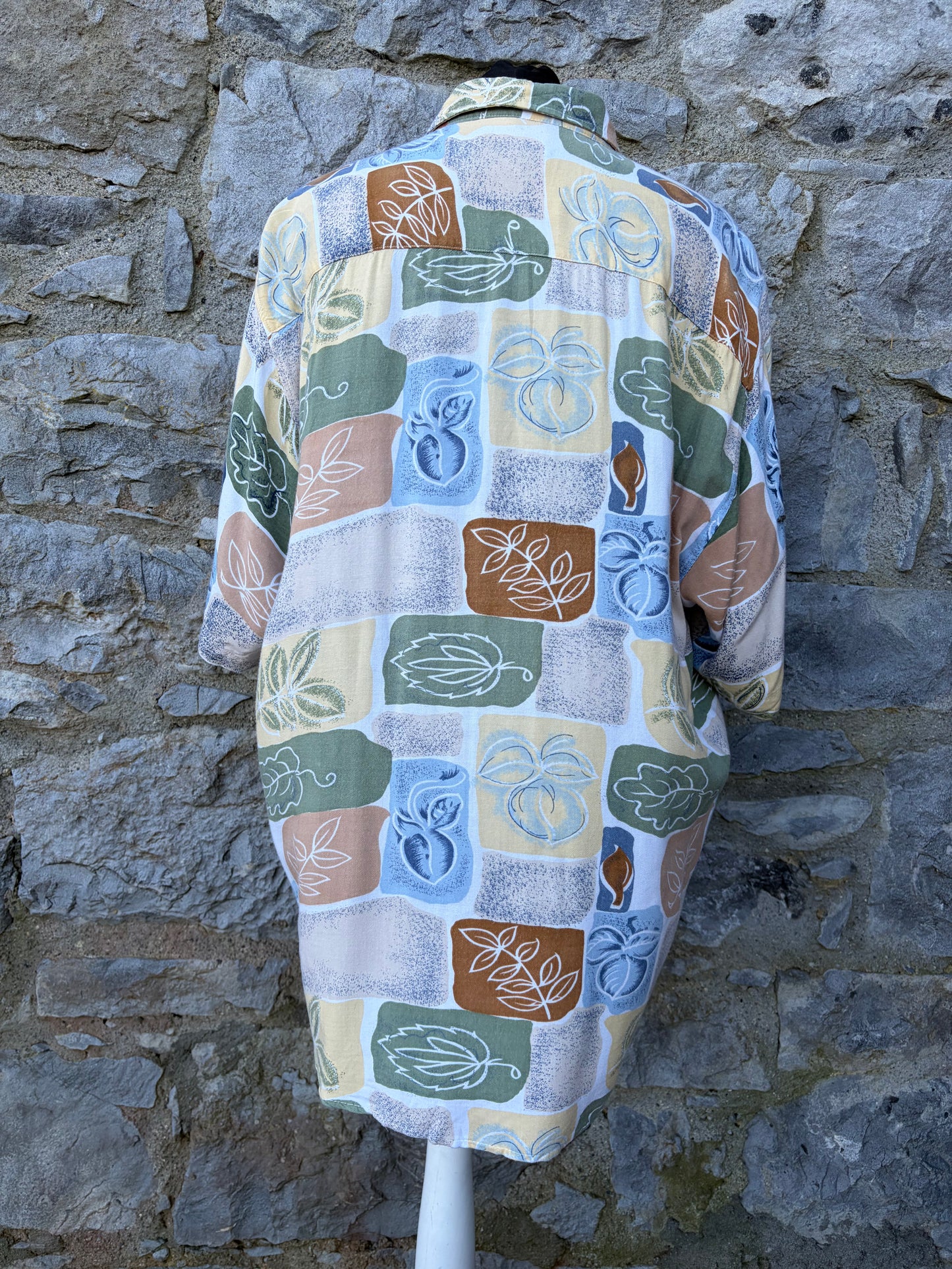 80s beige patchwork shirt Large