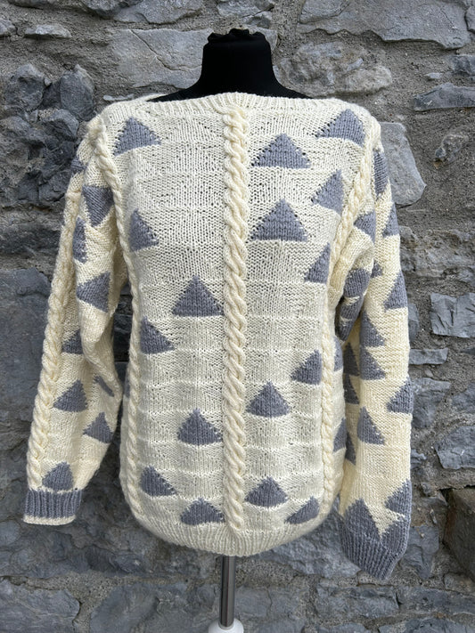 80s cream&grey triangles jumper uk 12