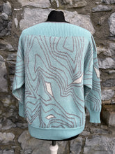 Load image into Gallery viewer, 80s ice blue sparkly jumper uk 14-16
