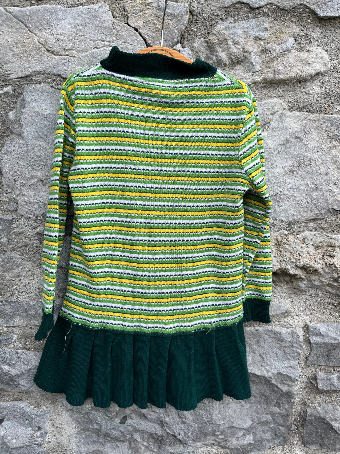 80s green stripy tunic  3-4y (98-104cm)