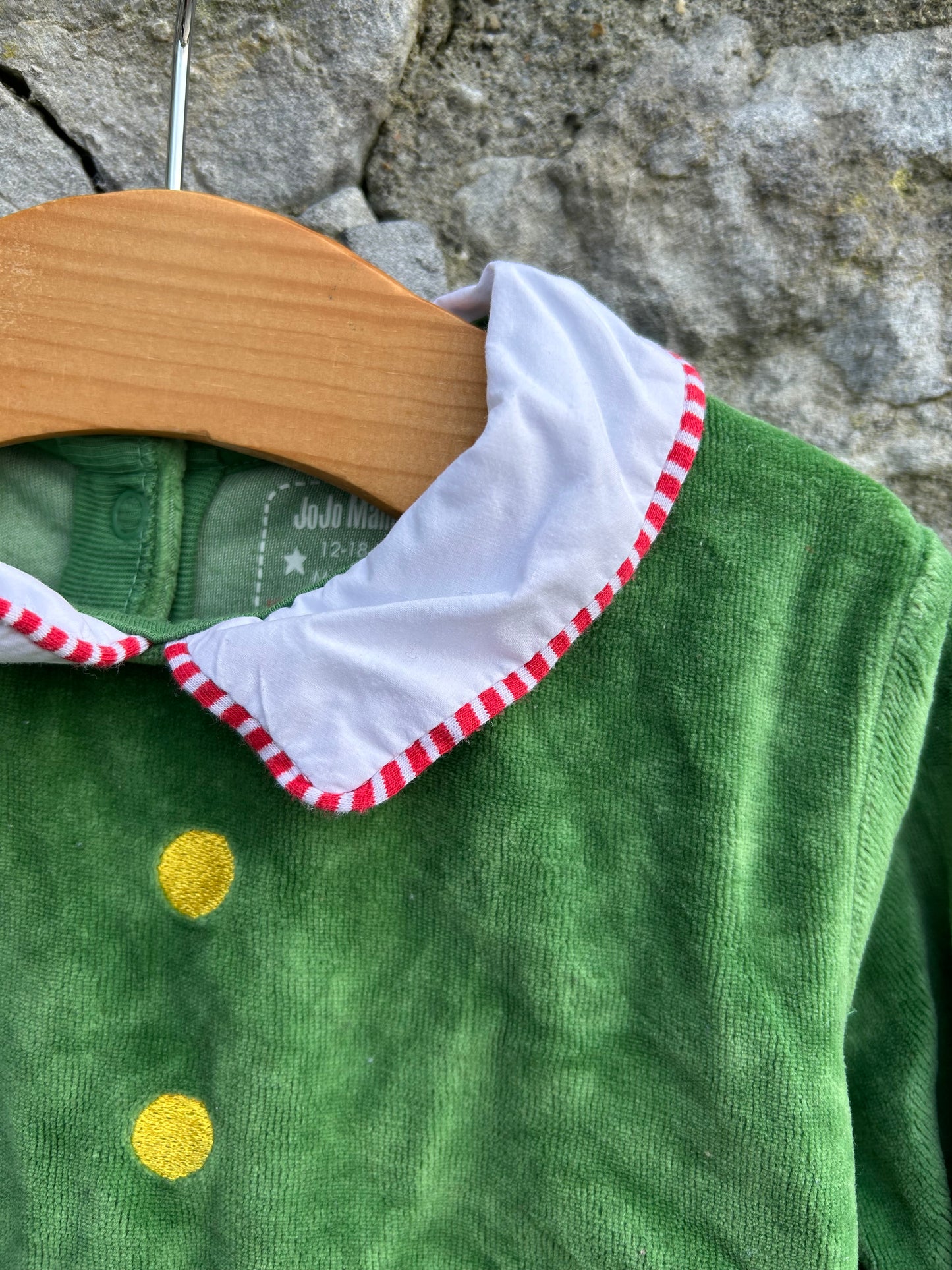 Elf velour onesie&hat 12-18m (80-86cm)