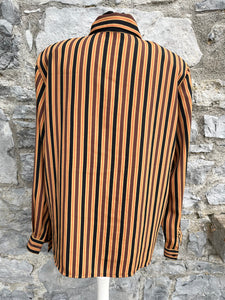 80s brown stripy blouse uk 12-14