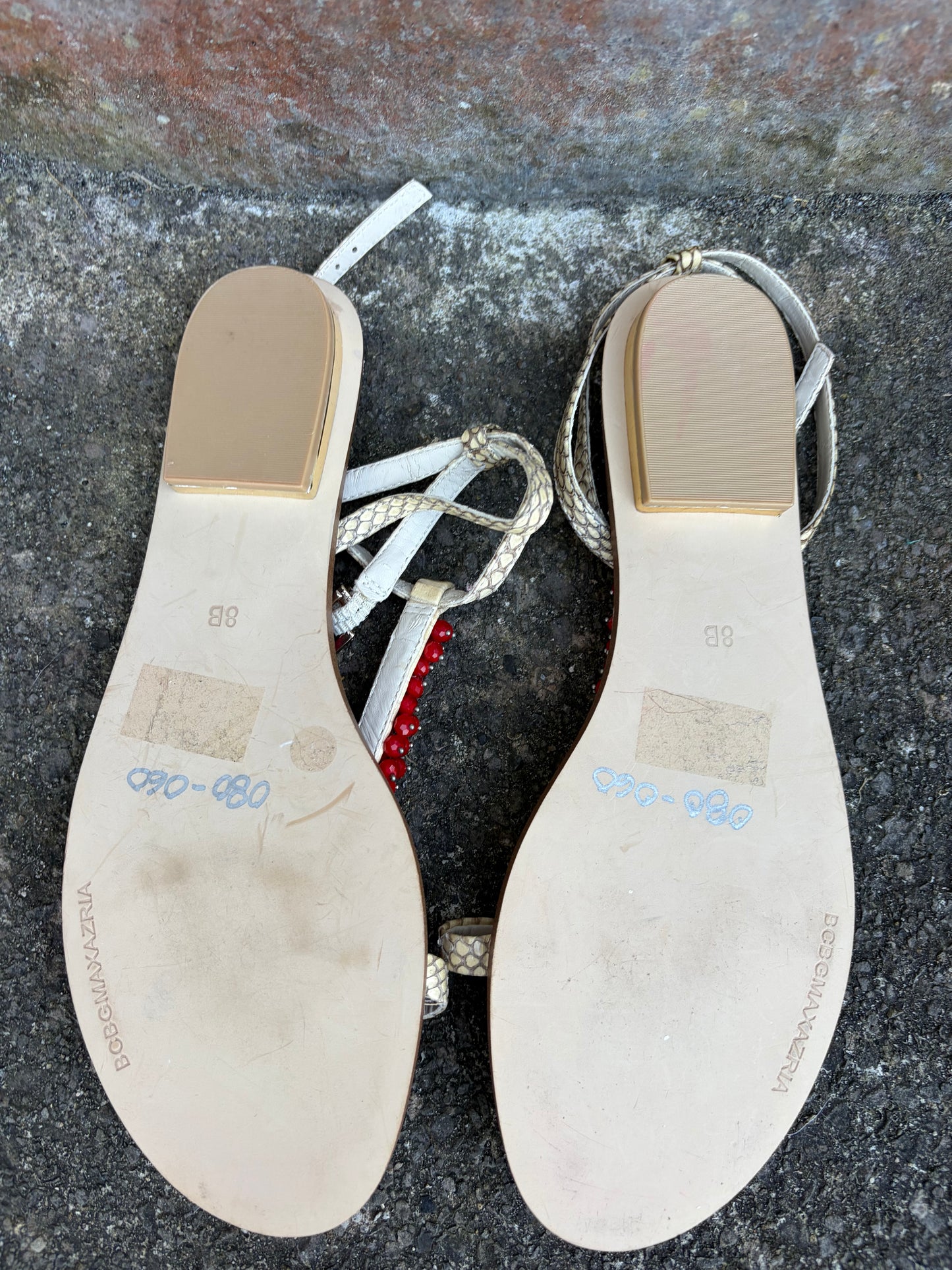 Red beaded t-strap sandals  uk 4.5-5 (eu 37.5-38)