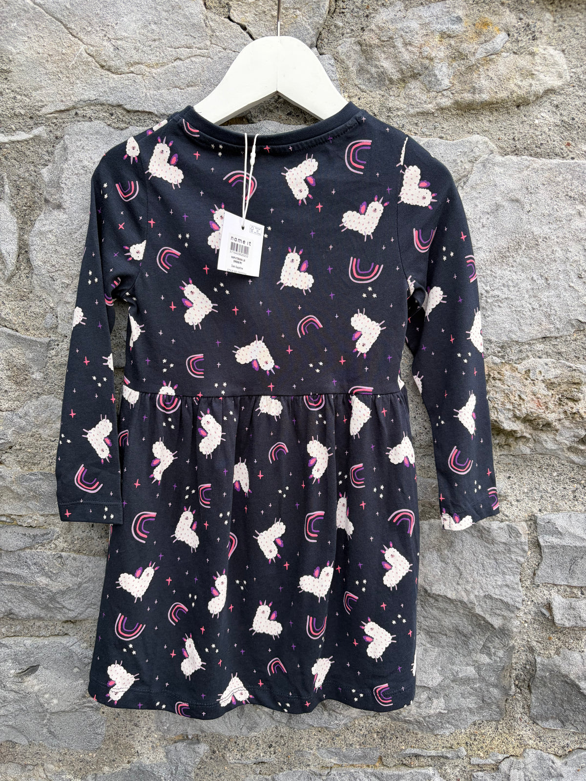 Llama unicorns navy dress  2-3y (92-98cm)