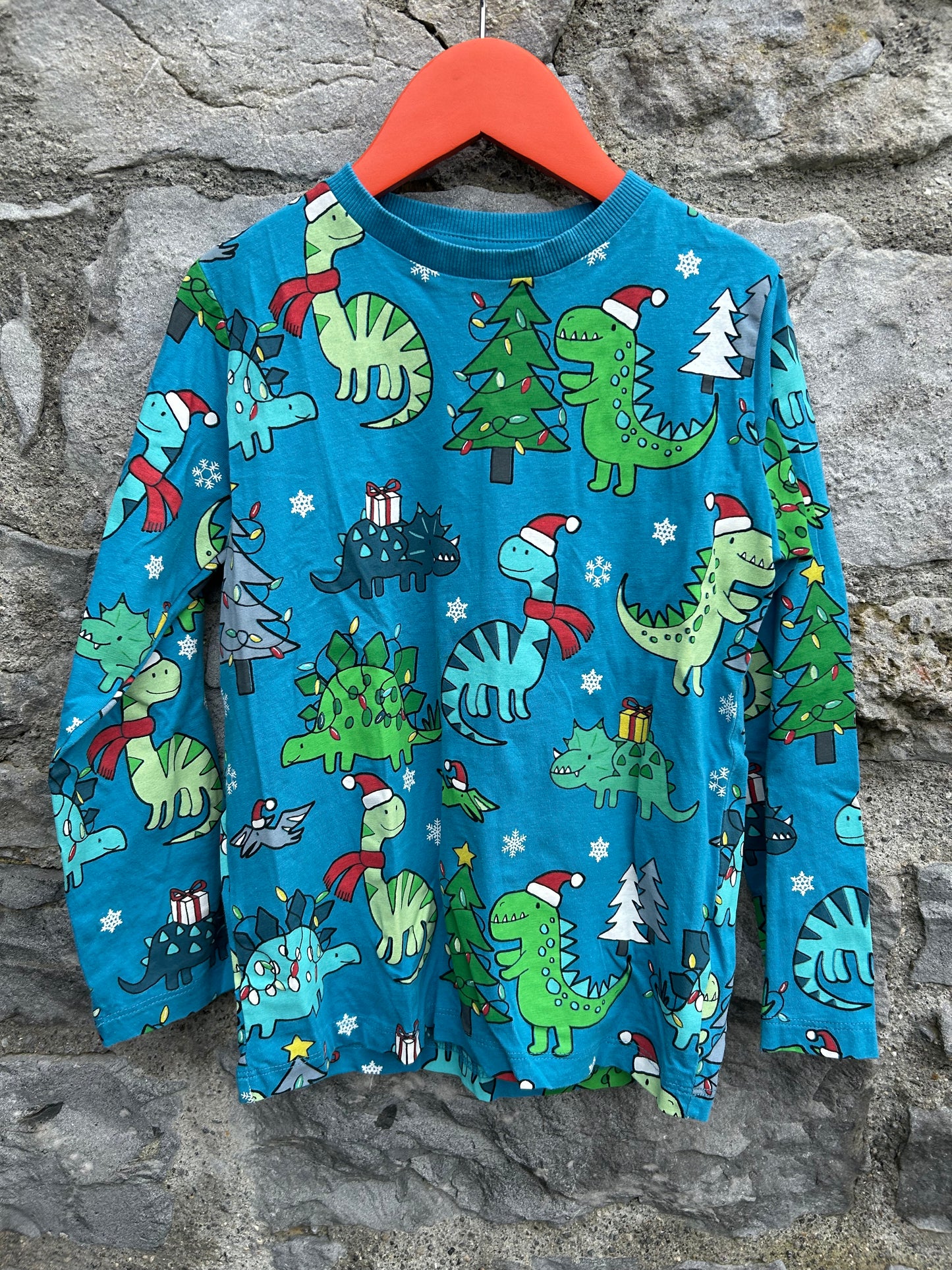 Christmas dinosaurs blue top 6-7y (116-122cm)