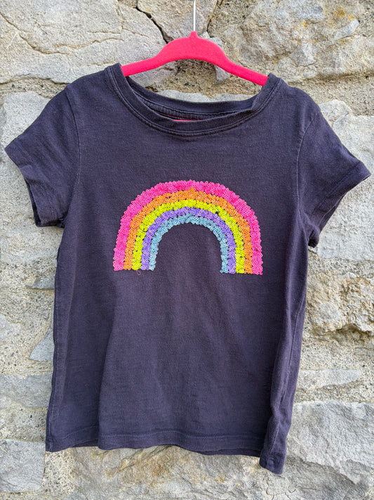 Sequin rainbow navy T-shirt  4-5y (104-110cm)