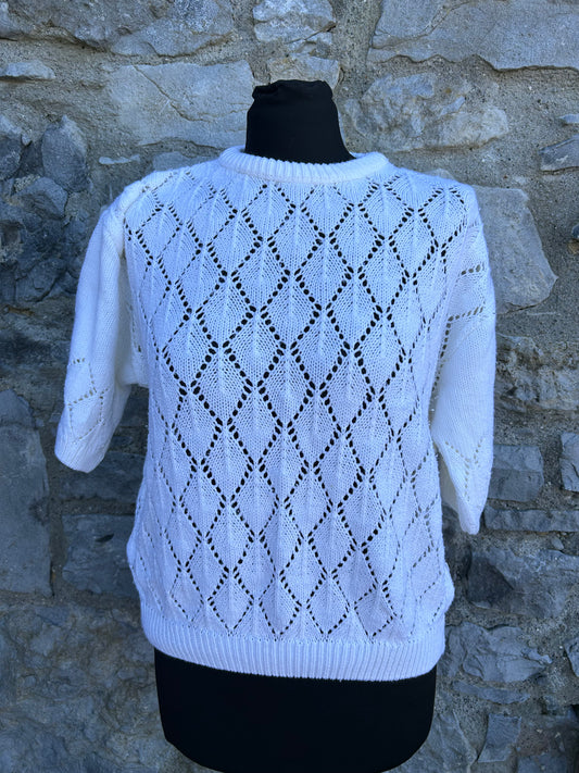 90s white diamond knitted top uk 14-16