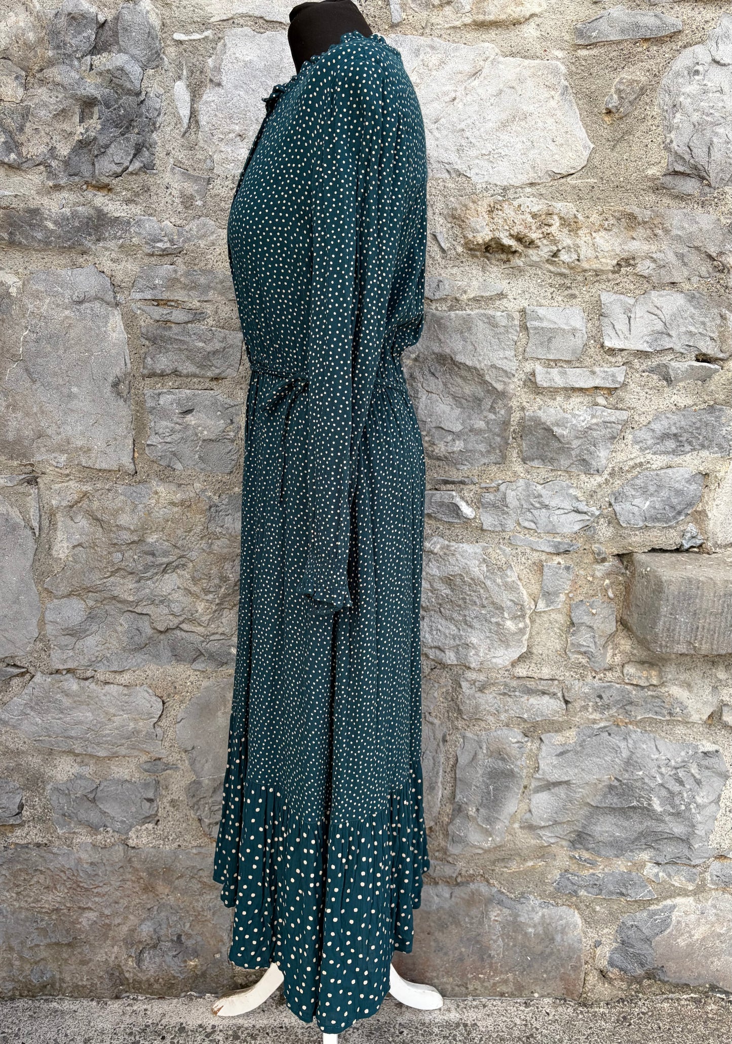 Forest green polka dots dress uk 8-10