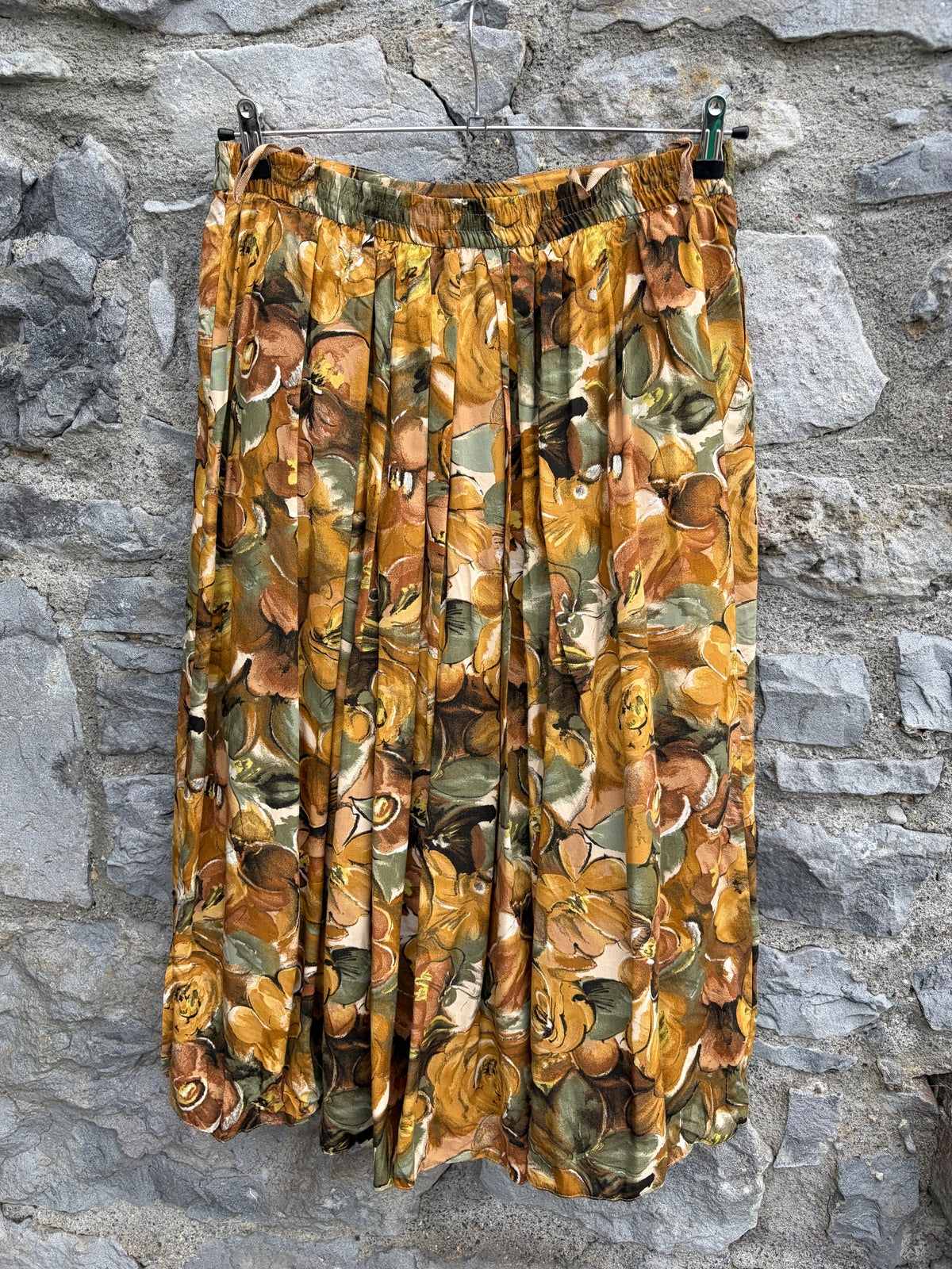 80s brown leaves skirt uk 14