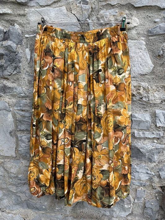 80s brown leaves skirt uk 14