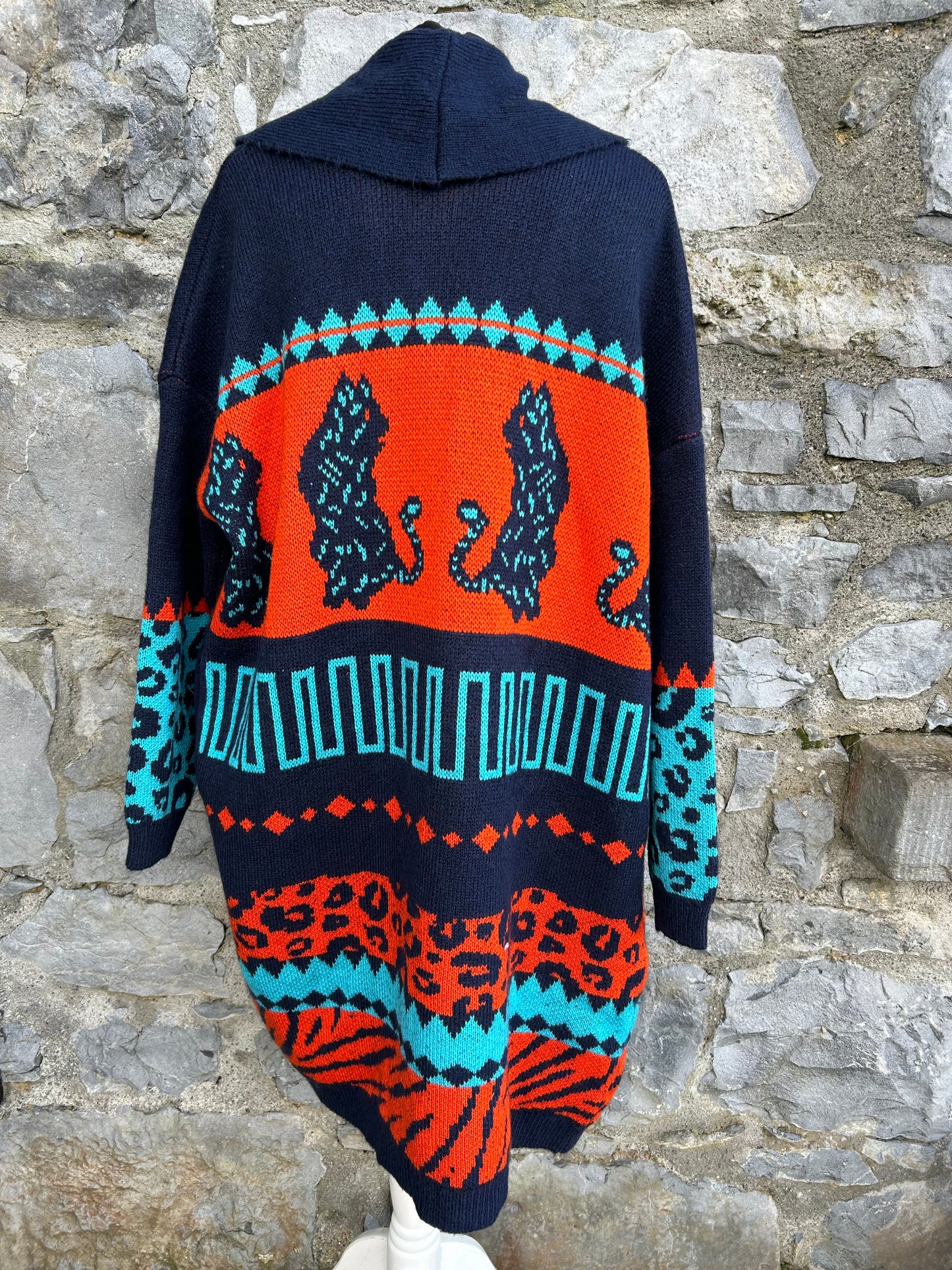 Orange&teal tiger print long cardigan uk 12-14