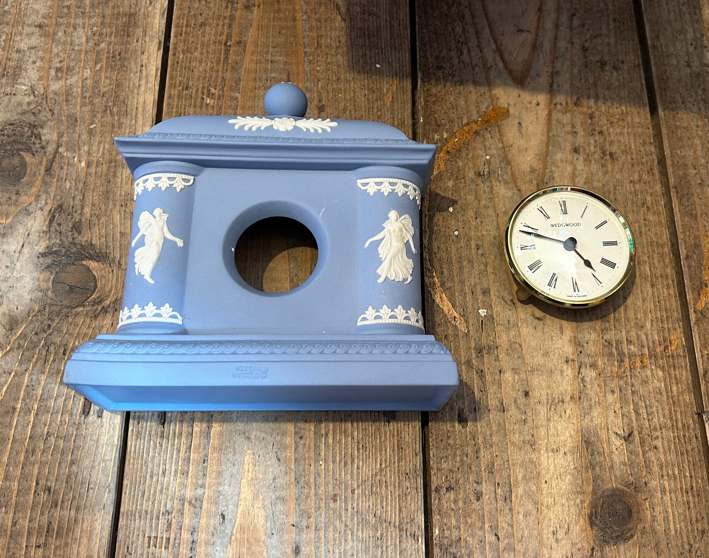 Handcrafted Pale Blue Mantle Desk Clock