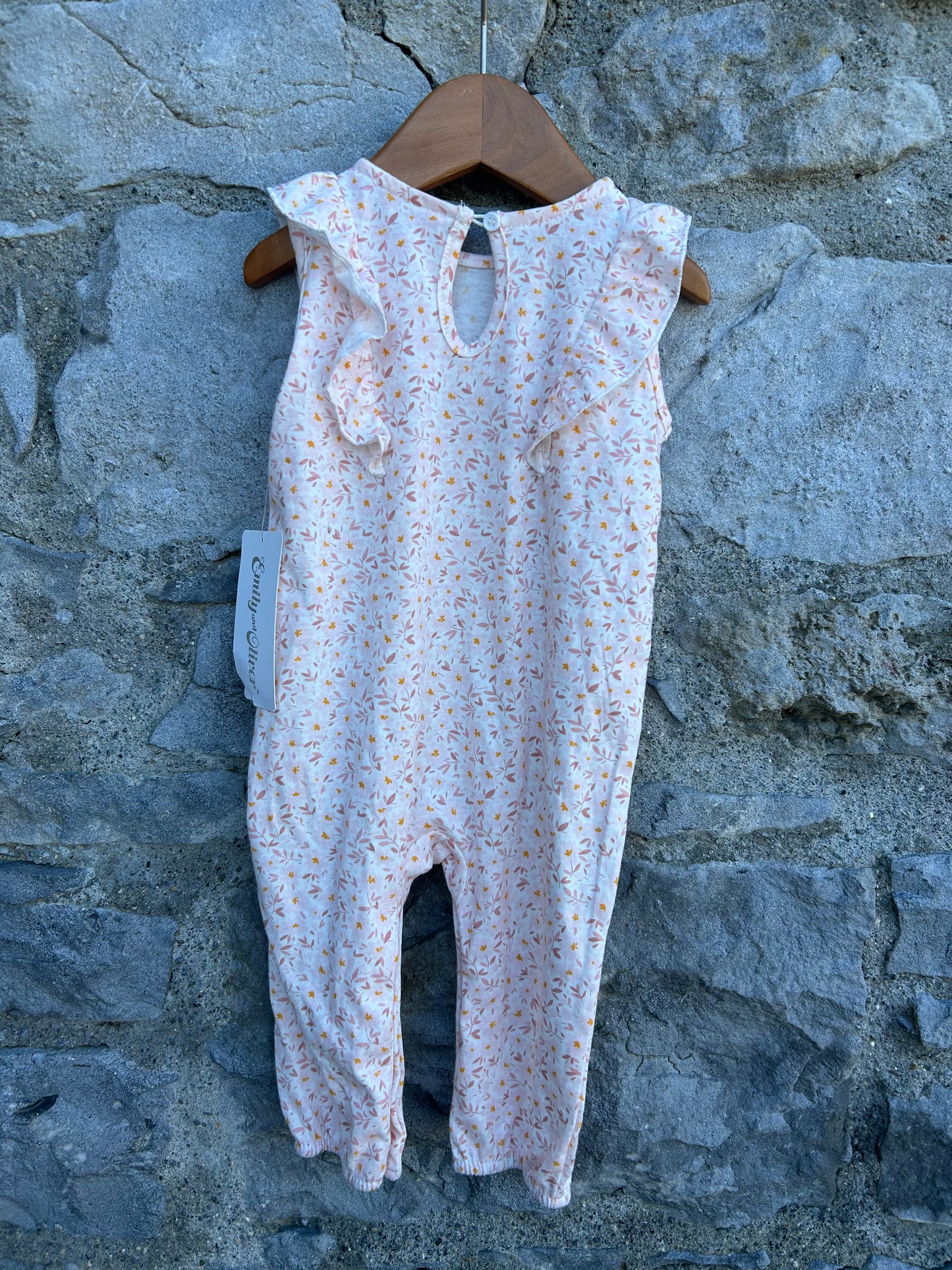 Pink floral rompers&hat 6-9m (68-74cm)