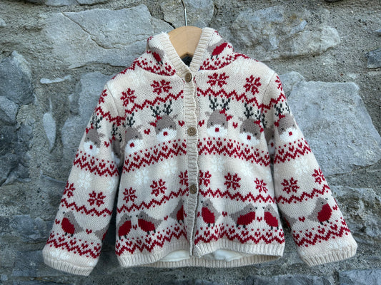 Reindeer beige hooded cardigan 9-12m (74-80cm)