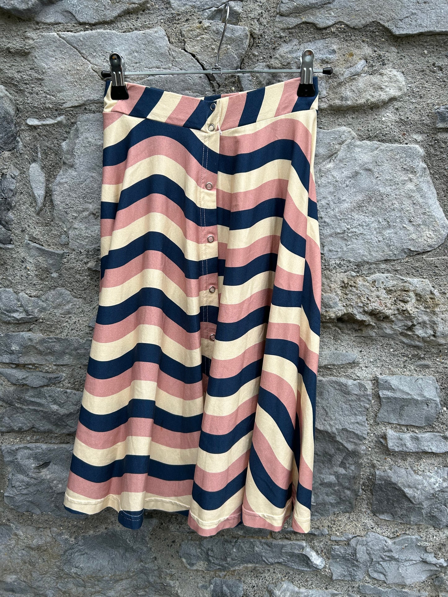 Pink&navy waves midi skirt  8-9y (128-134cm)