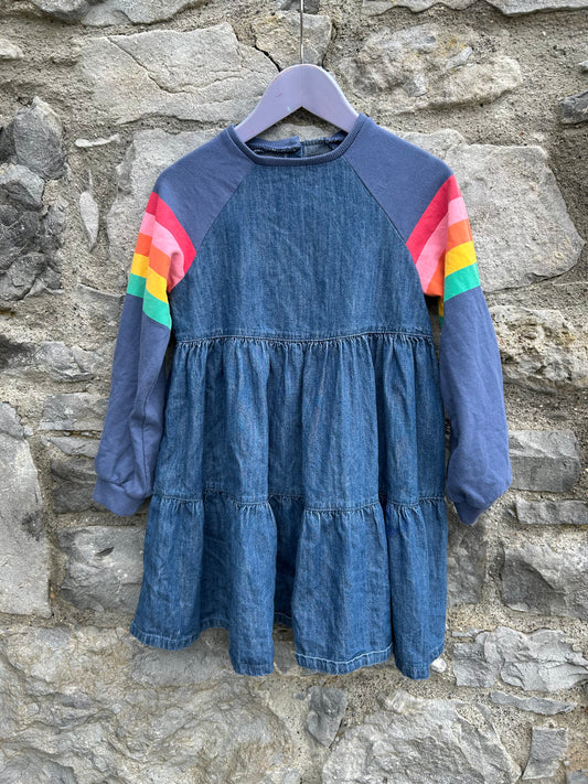 Rainbow sleeves denim dress  6-7y (116-122cm)