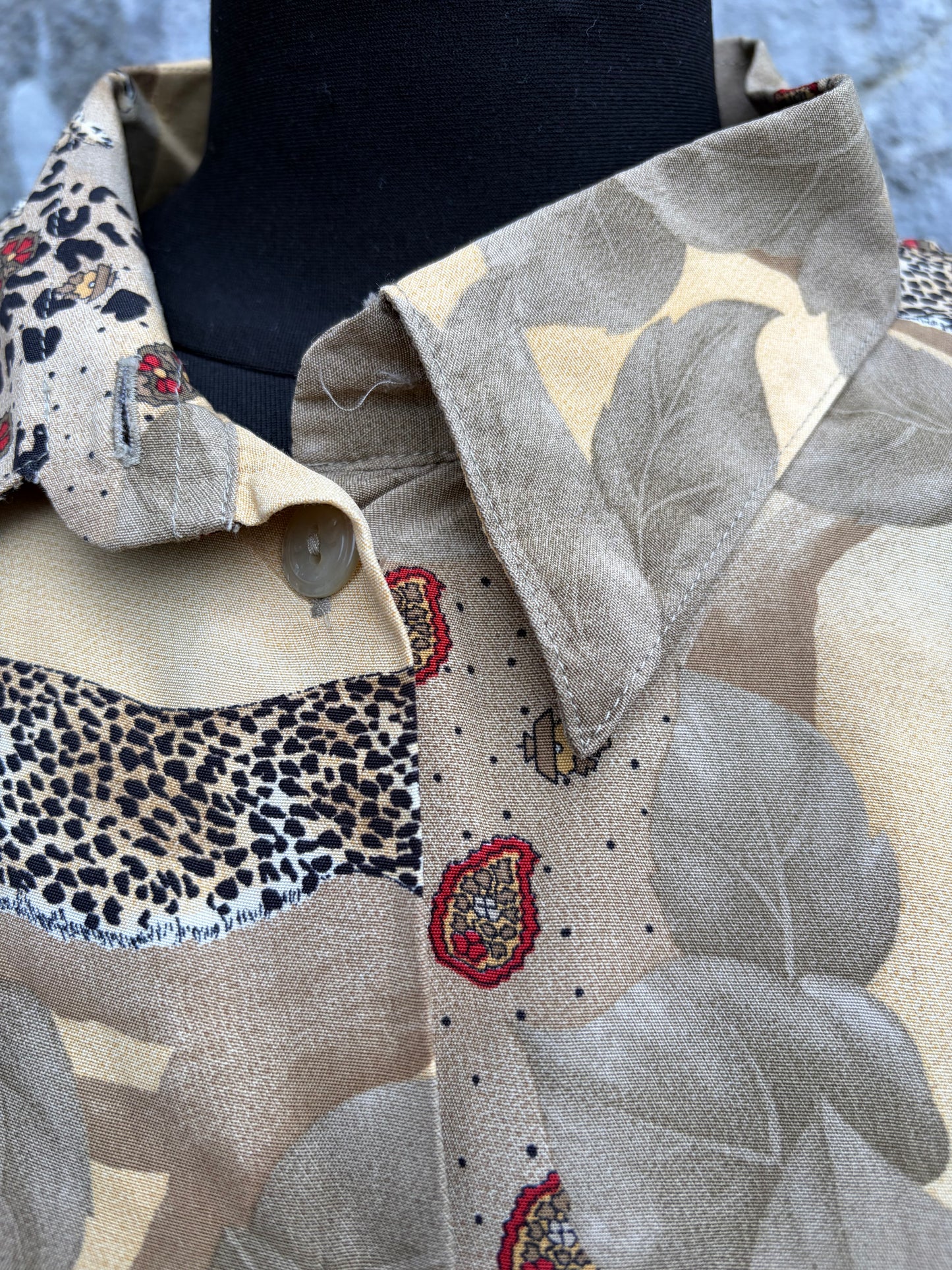 90s leopard yellow shirt uk 18-20