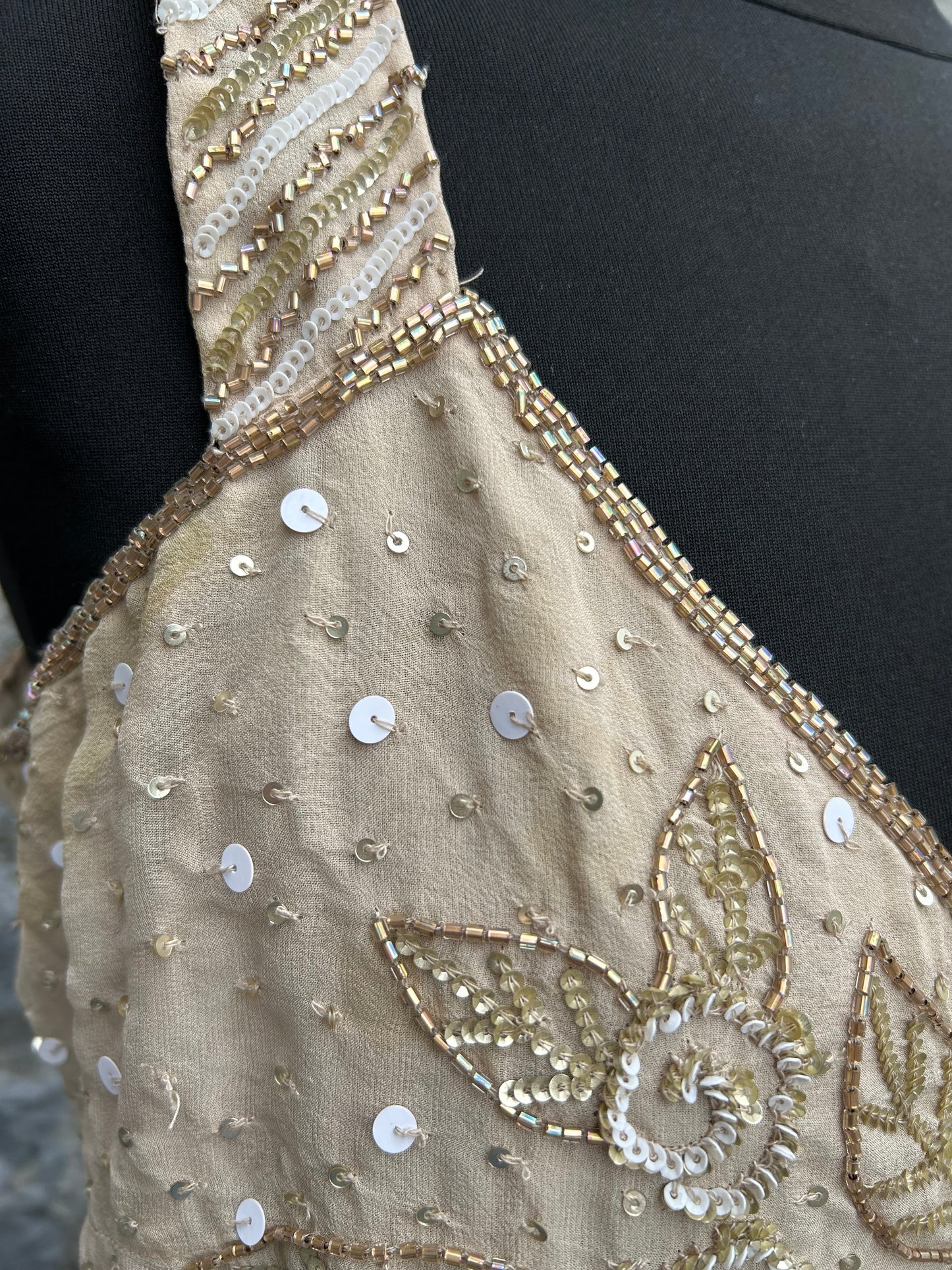 90s beige sequin top uk 12