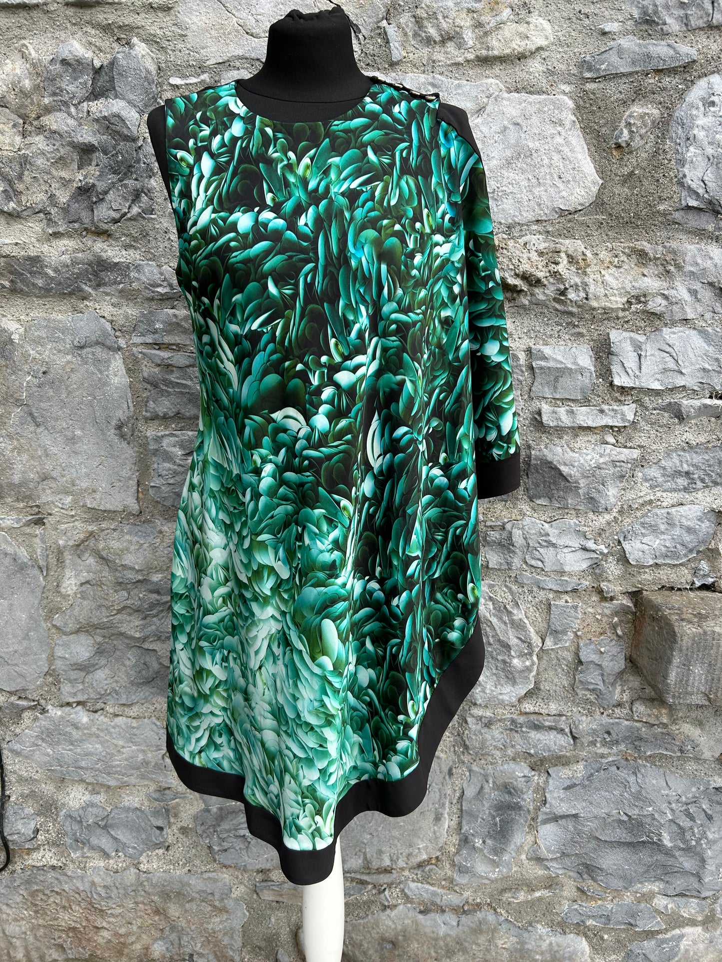Patra Green / Black Rozette print tunic dress uk 8-10