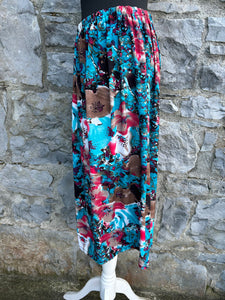 90s blue floral skirt uk 10-12