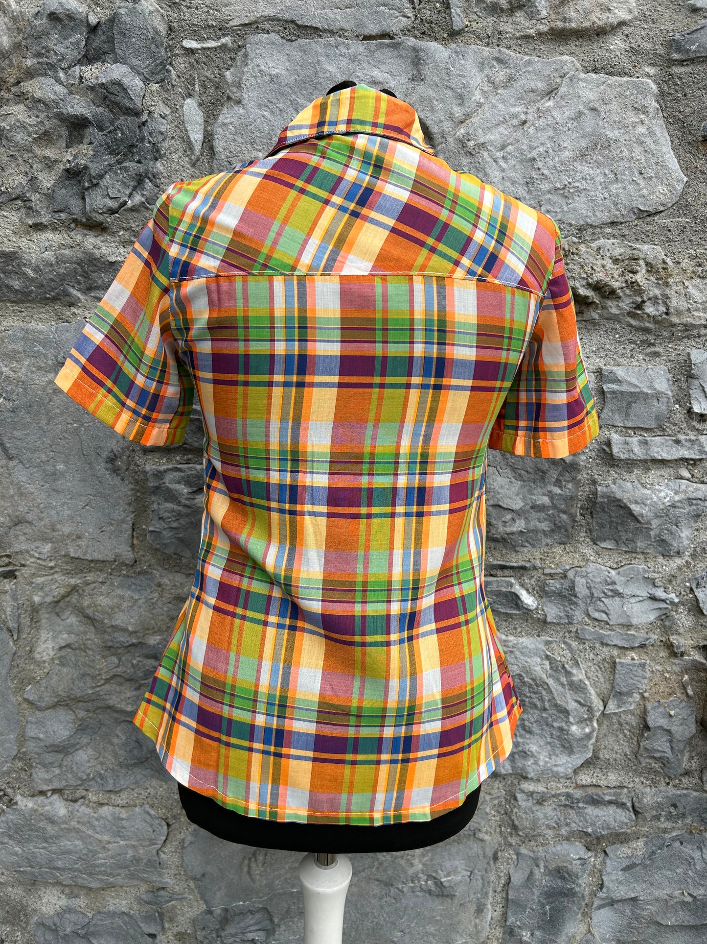 70s orange check shirt uk 6-8