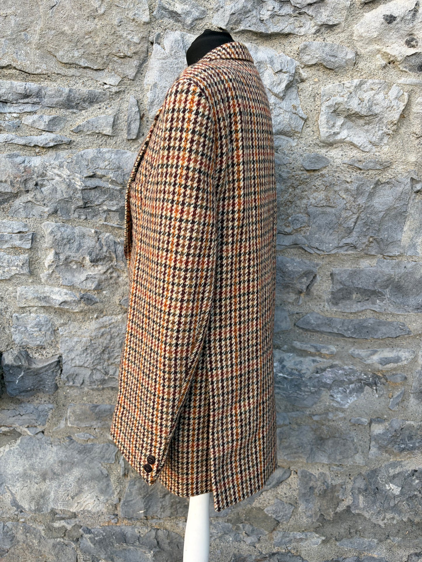 80s brown houndstooth&gunclub check tweed blazer L-XL men