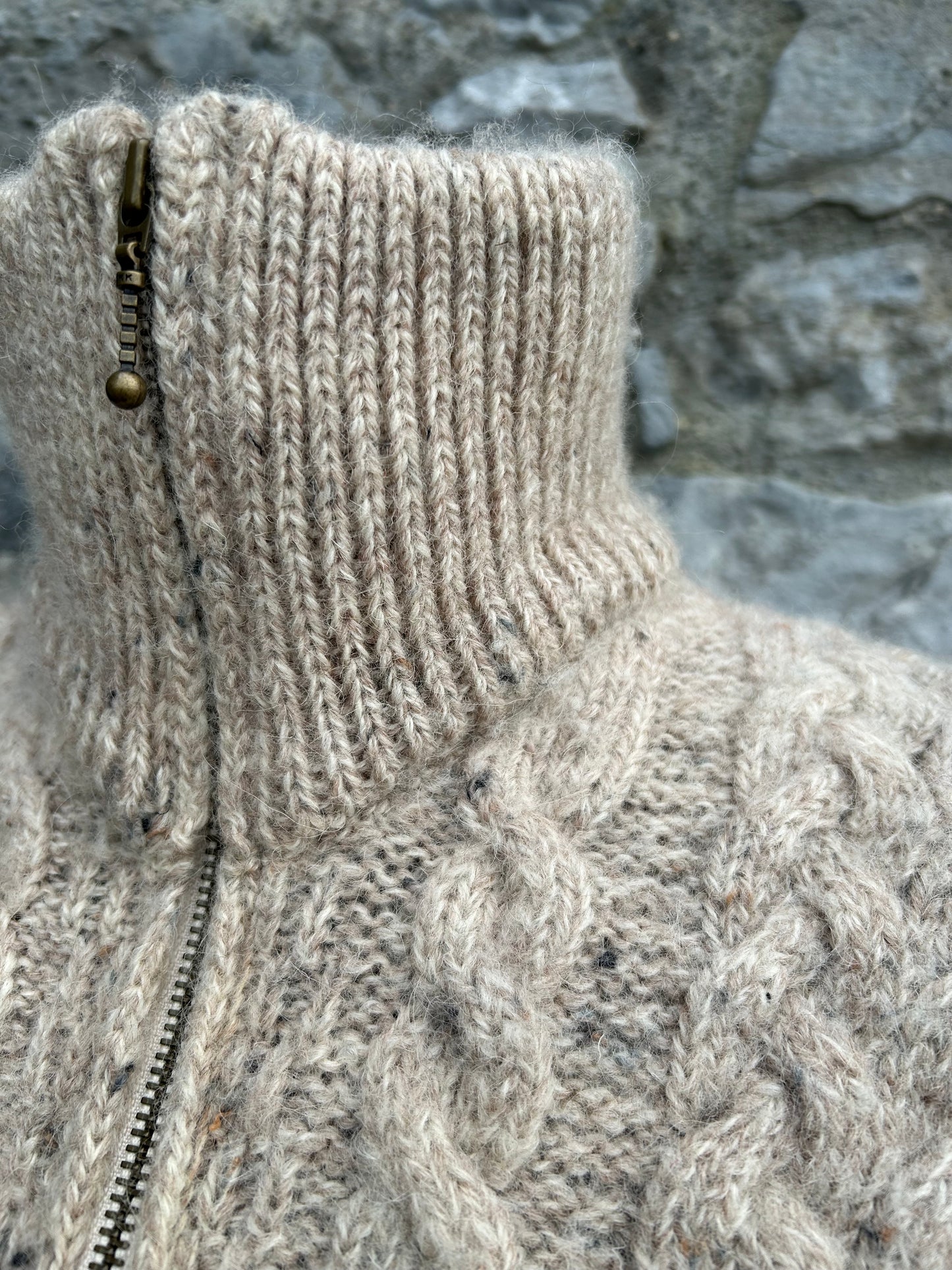 Beige Aran style jumper uk 14