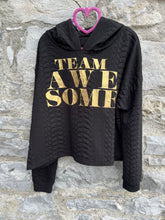 Load image into Gallery viewer, Team Awesome black cropped hoodie  10-11y (140-146cm)
