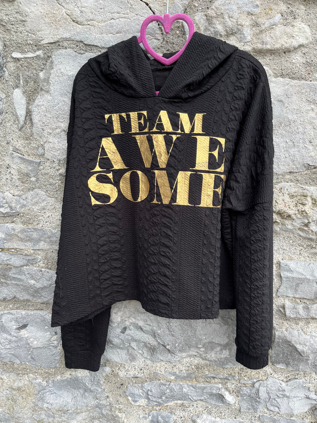 Team Awesome black cropped hoodie  10-11y (140-146cm)