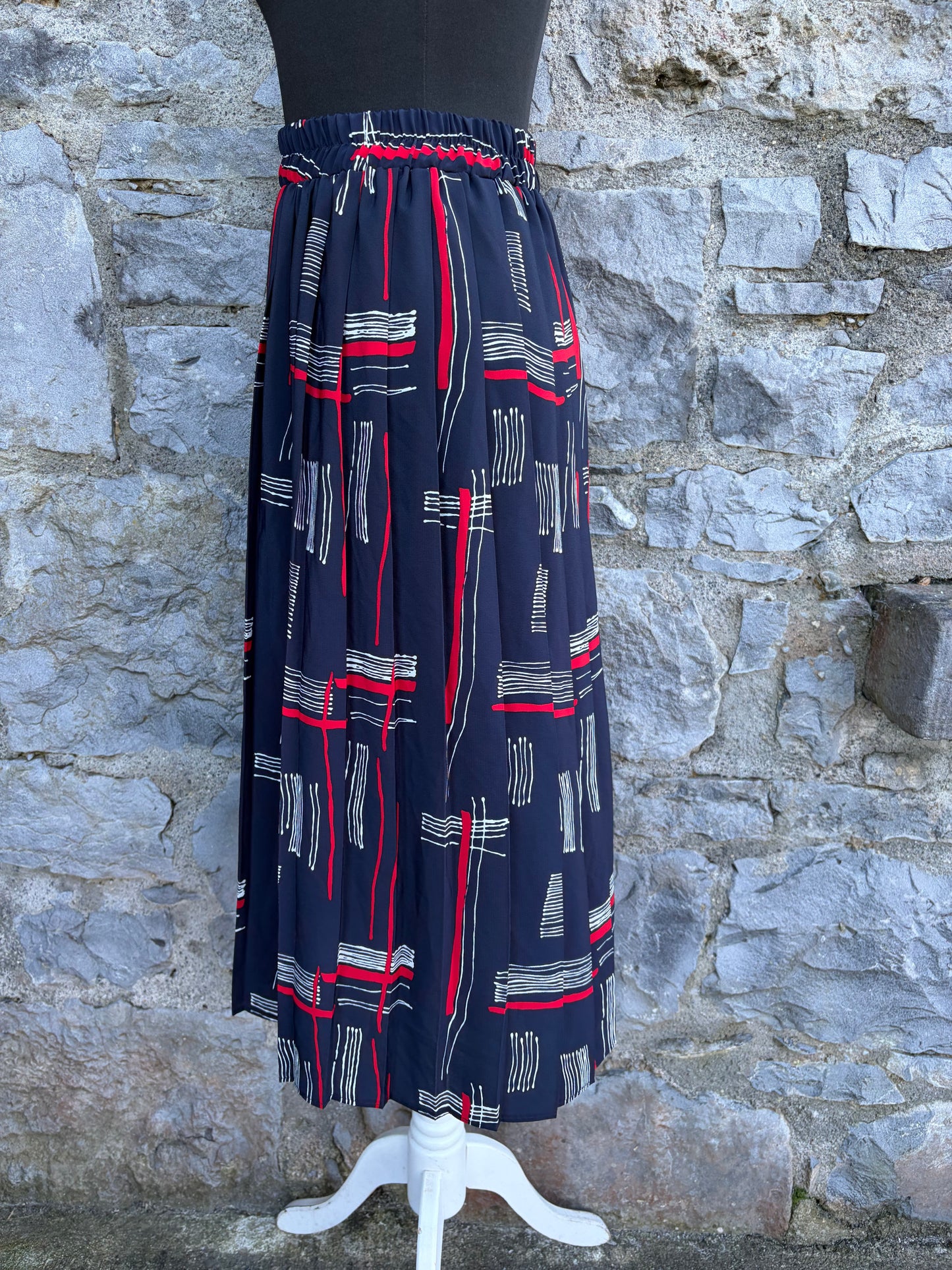 80s navy geometric skirt uk 6-10