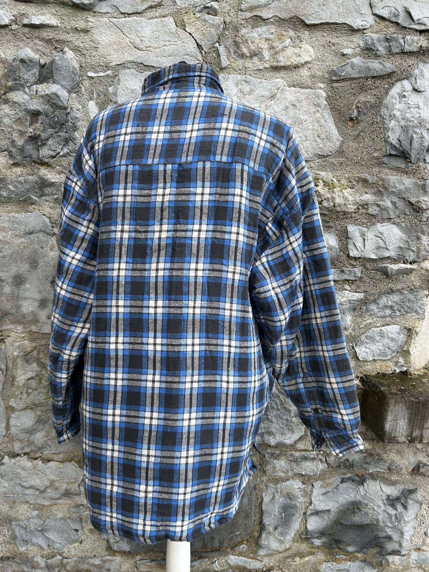 90s navy check work overshirt XL