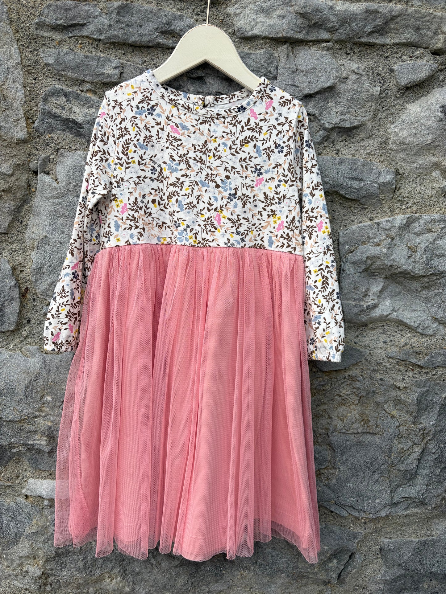 Pink flowers&tulle dress 2-3y (92-98cm)