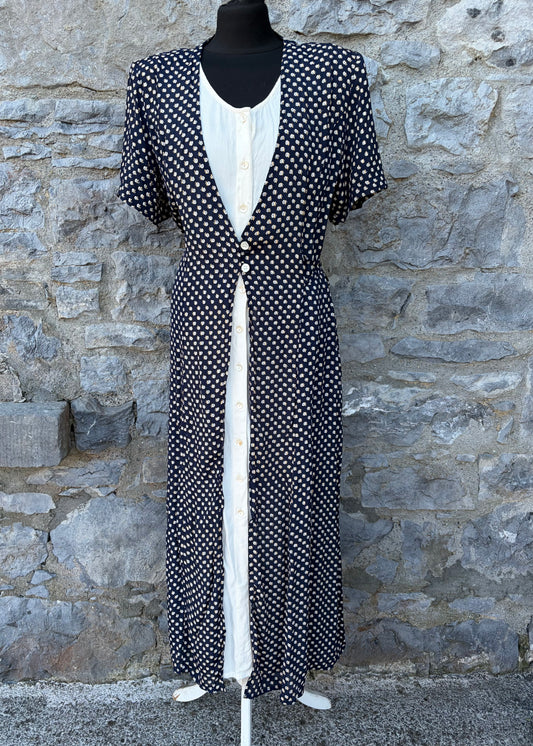 90s flower dots crepe dress uk 12