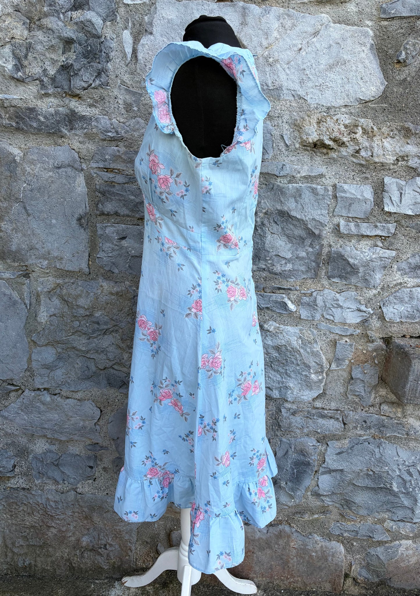 80s blue floral dress uk 8