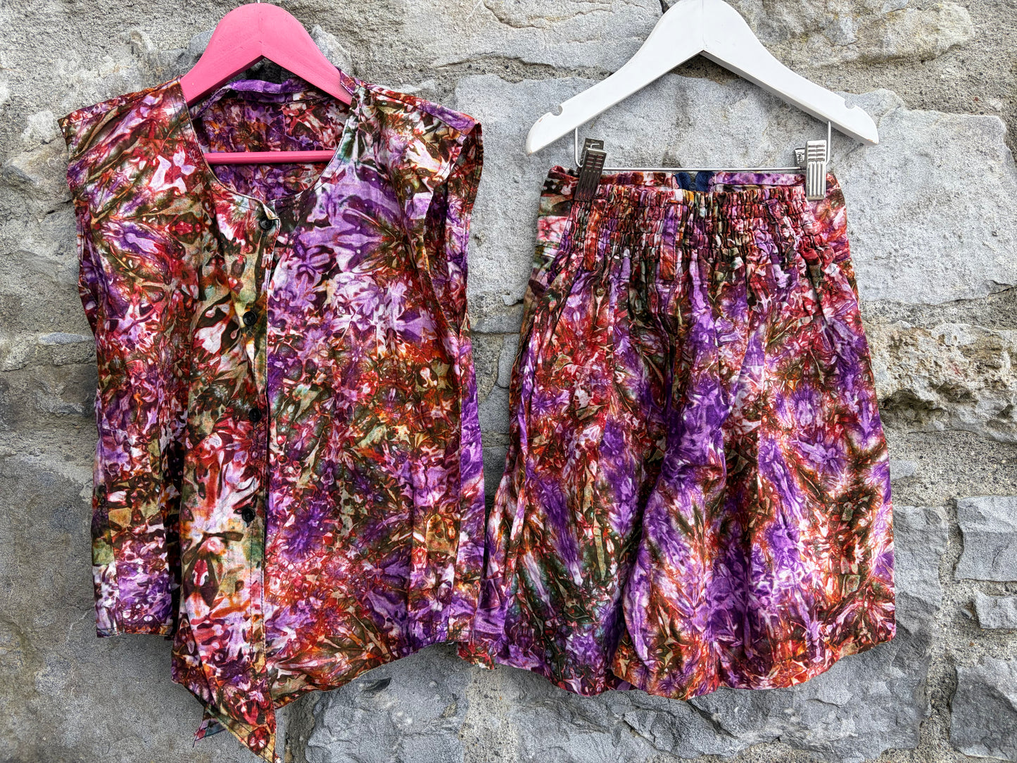 80s colourful tie dye skirt&shorts  7-8y (122-128cm)