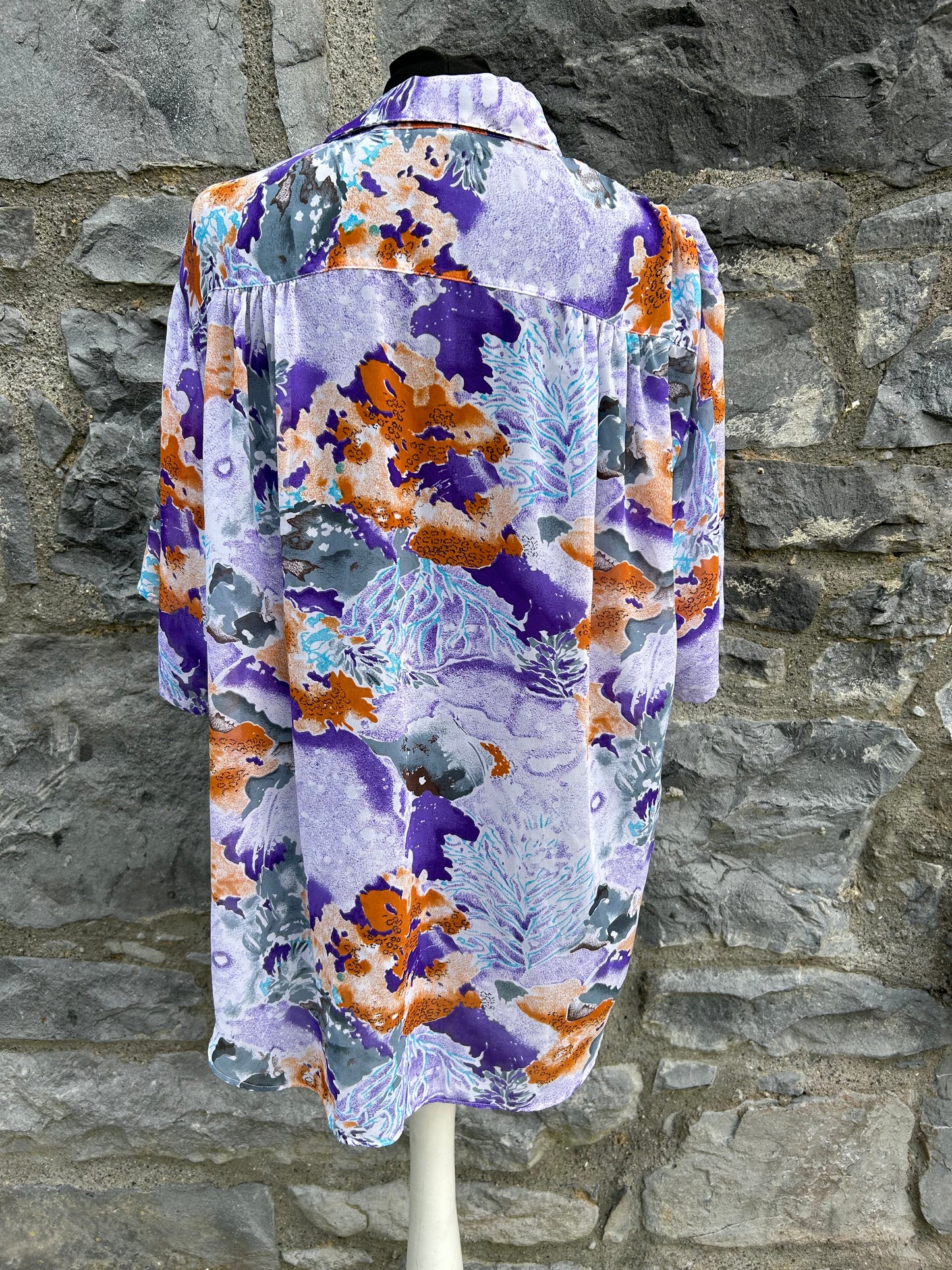 80s purple&rusty corals shirt uk 16-18