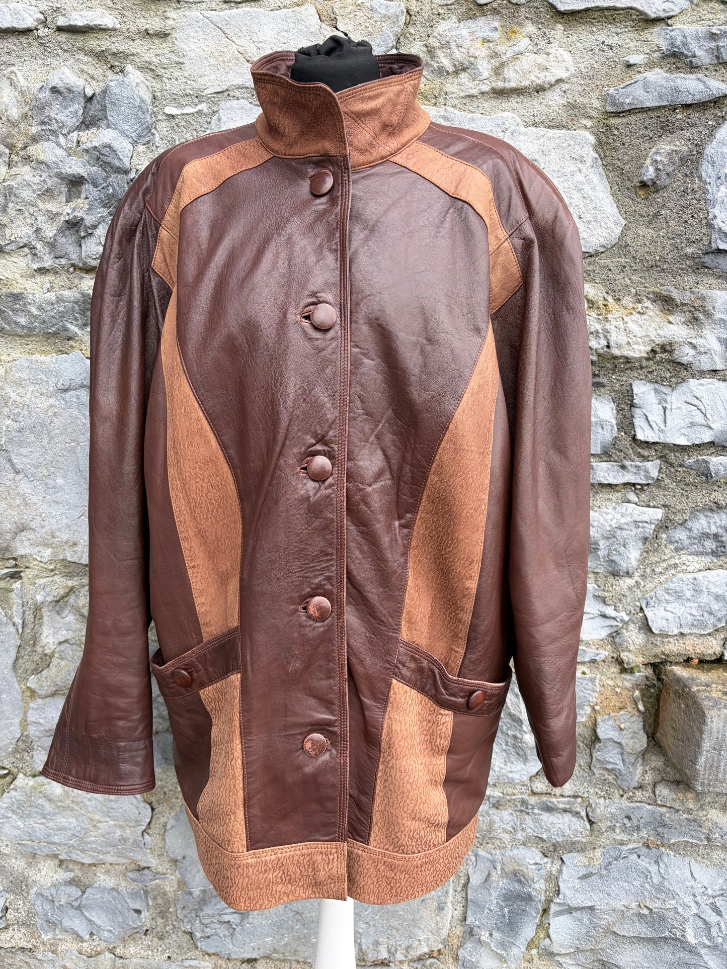 80s brown leather jacket uk 14