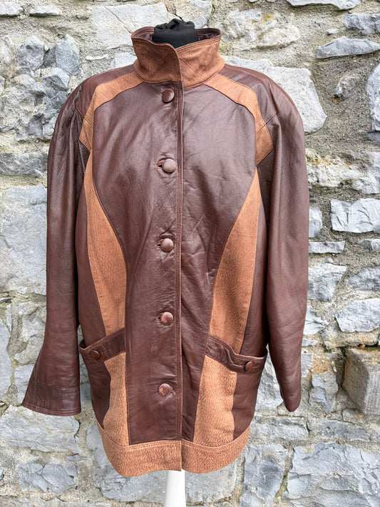 80s brown leather jacket uk 14