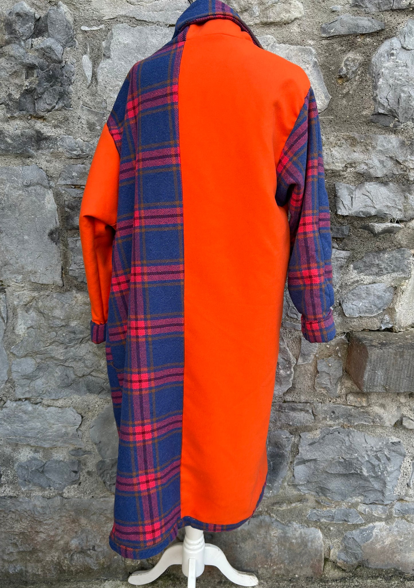 Orange&blue check long coat uk 12-14