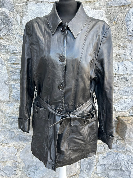90s black leather coat uk 12