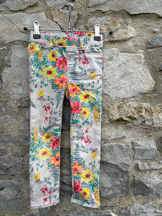 Summer flowers grey jeggings  5y (110cm)