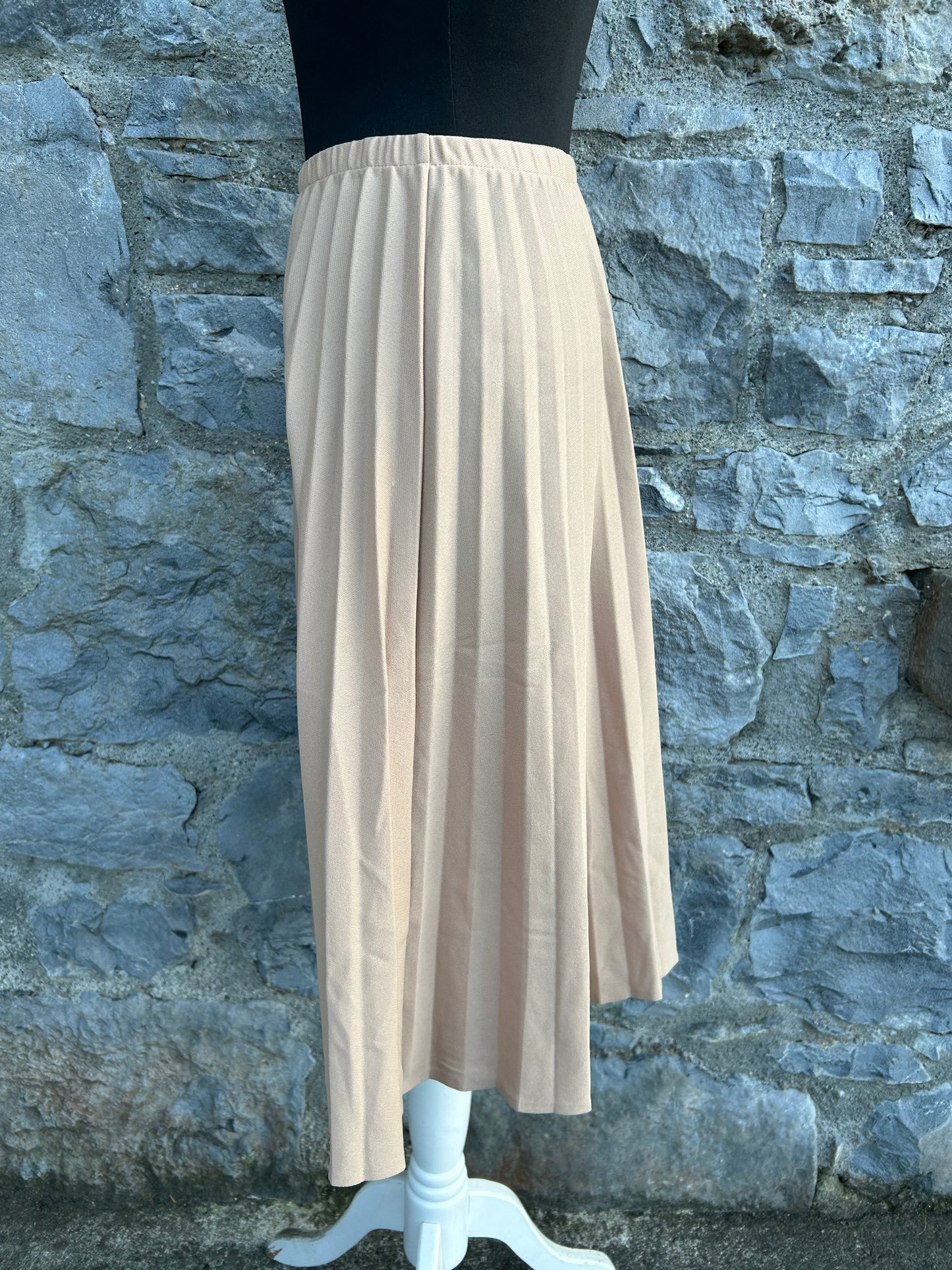 70s beige pleated skirt uk 8-10