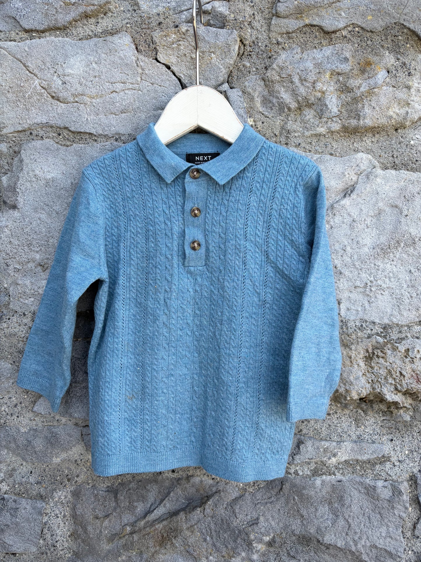Blue knitted polo top 9-12m (74-80cm)