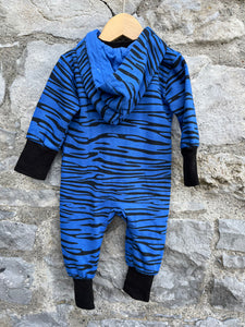 Blue zebra stripes hooded onesie   0-1m (56cm)