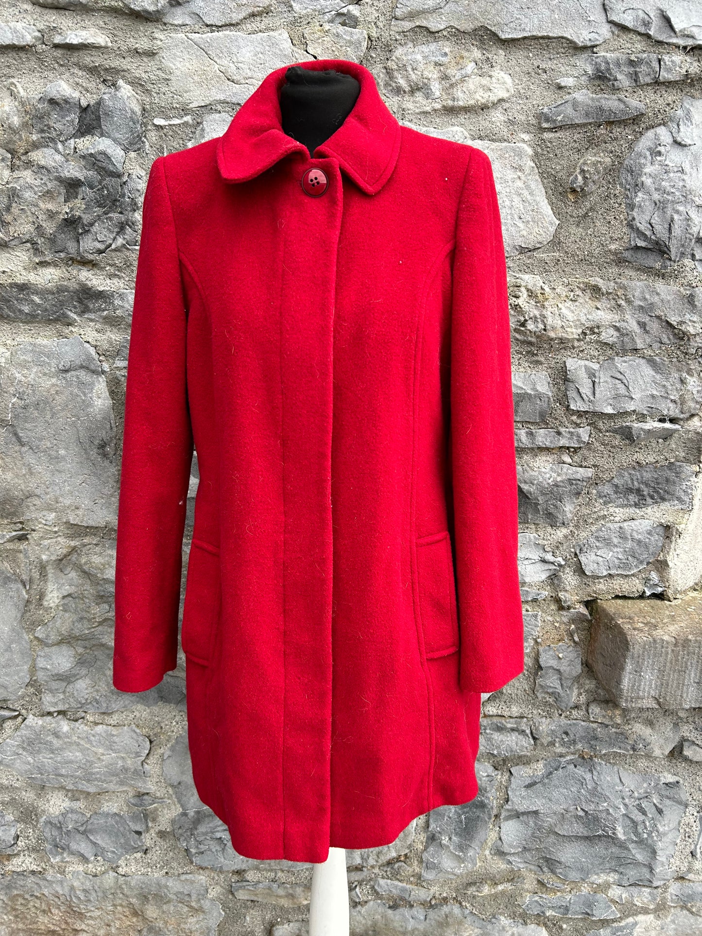 90s red woolly coat uk 10-12