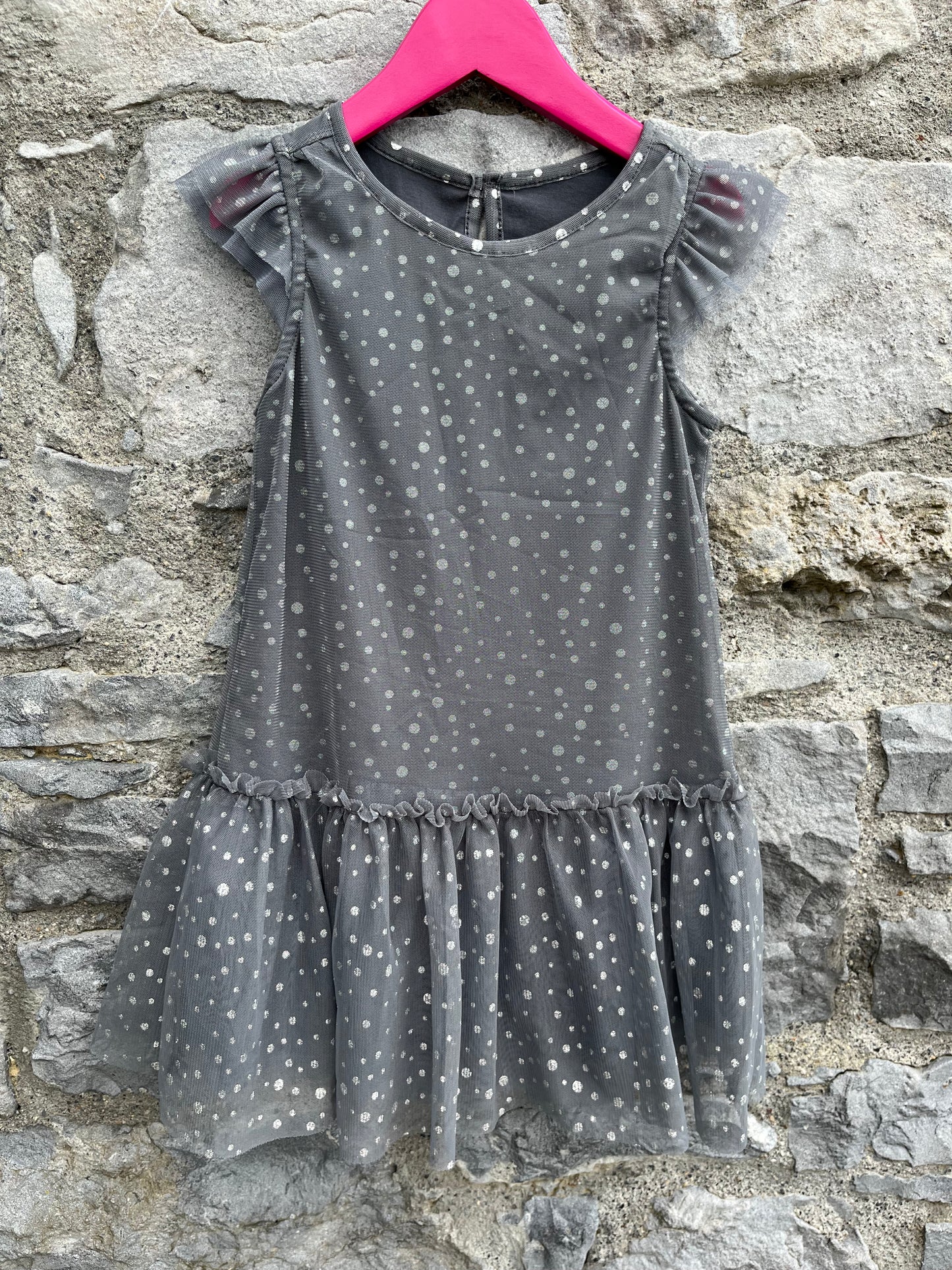 Grey glitter dots dress  6-7y (116-122cm)