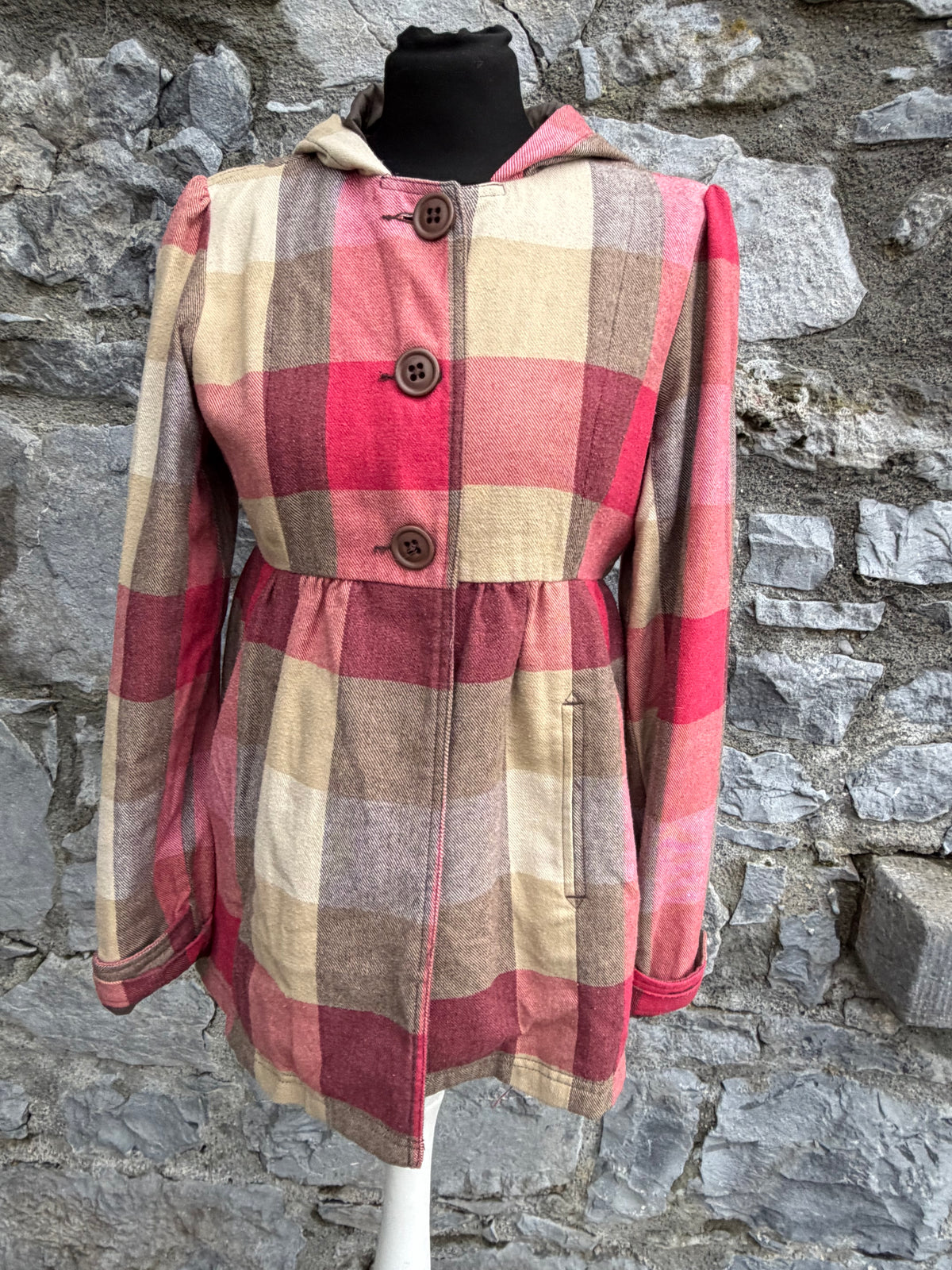 Y2K check hooded coat uk 8-10