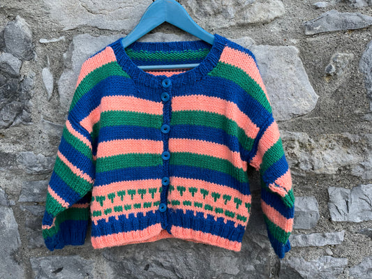 Pink&blue stripy cardigan  6-7y (116-122cm)